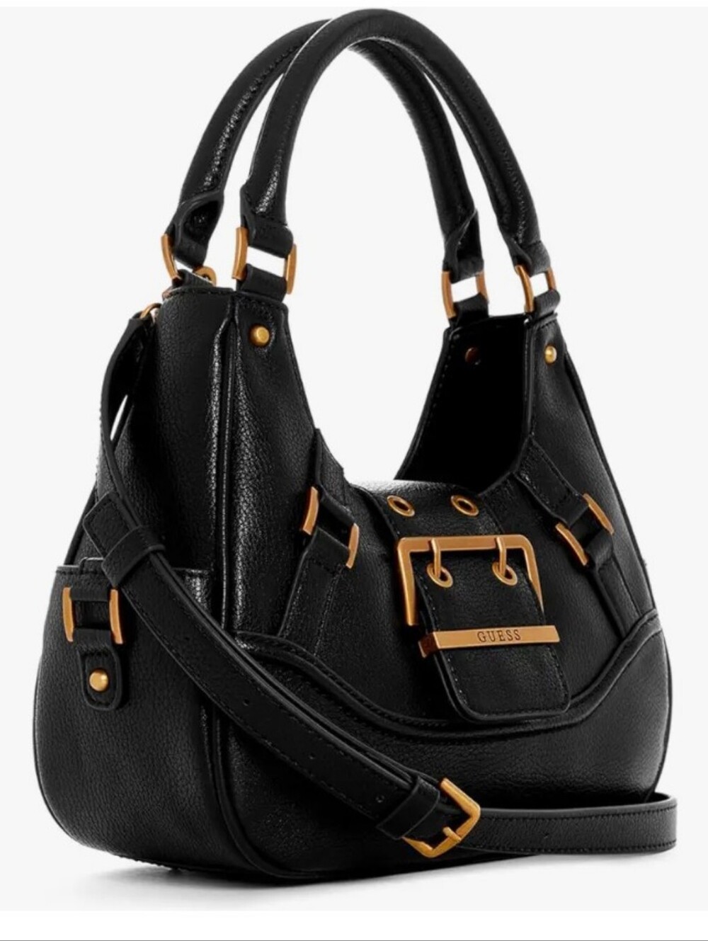 Guess Decor Vintage Small Girlfriend Crossbody Satchel Black